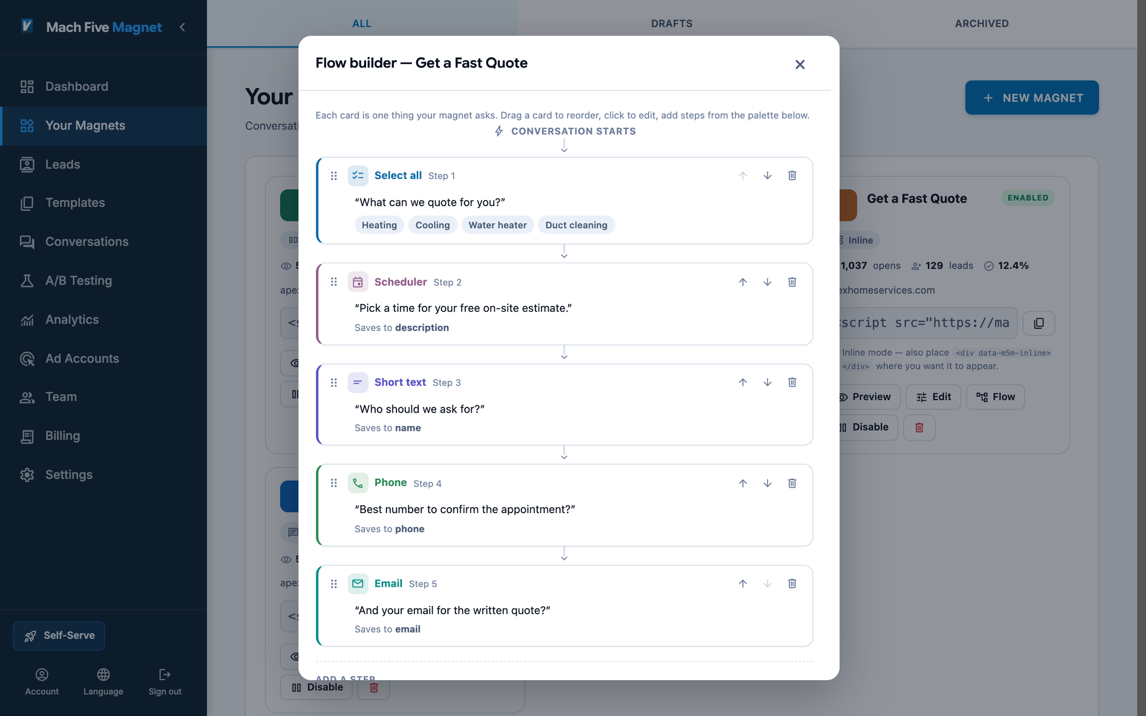 The Mach Five Magnet visual flow builder