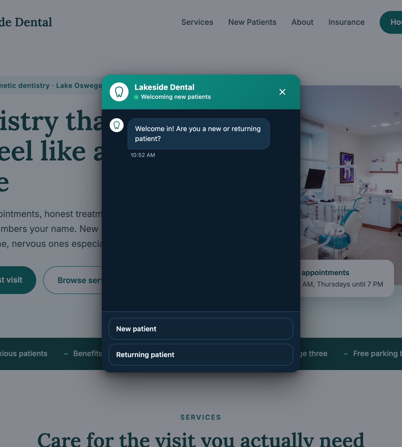 Pop-up format centered on the page
